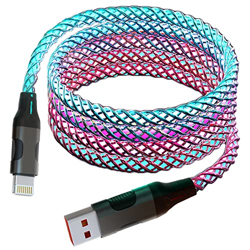 RGB LED i Phone Charger Cable – Apple MFi Certified 5 ft Fast Charging Data Cord with Colorful Gradual Lights for i Phone 14, 13, 12, 11 Pro Max, XR, XS, X, 8, 7, 6 Plus, SE & More – Enhanced Compatibility, Durable Braided Design for Quick Power & Stylish Charging Experience