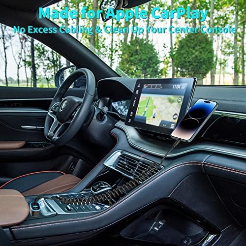 Rombica 105 W MFi Certified Dual USB-C & USB-A Fast Car Charger for i Phone 16 Pro Max – Ultimate Portable Power Solution with 6 FT Coiled Type-C Cable for Rapid Charging on the Go, Perfect for Road Trips and Daily Commuting