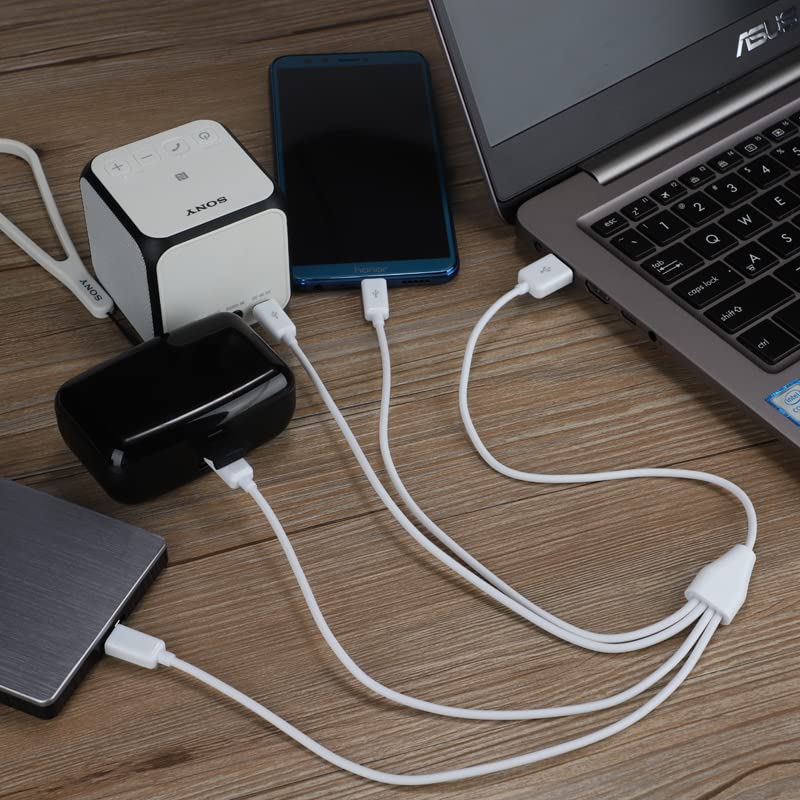 Herfair 6-Way Micro USB Splitter Cable – 4.92 FT Multi Charging Cord for Enhanced Device Connectivity and Fast Data Transfer – USB 2.0 Type A Male to 6 Micro USB Male Adapters – Universal Compatibility for Smartphones, Tablets, and More