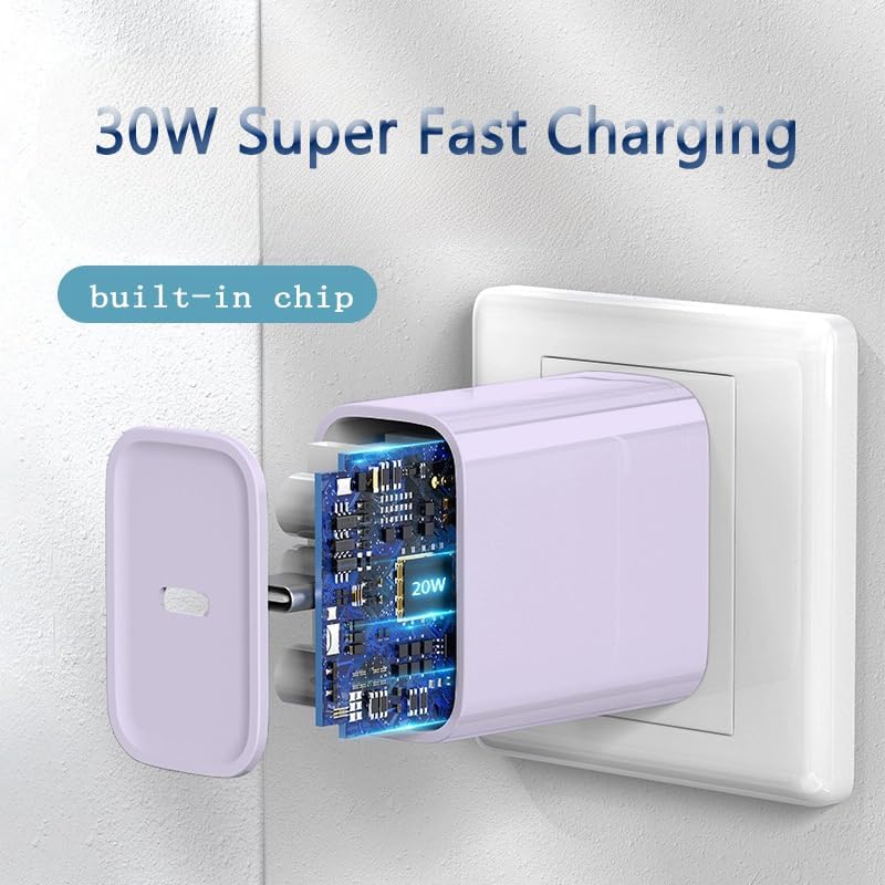 Premium i Phone 16/15 Fast Charging Adapter – Apple MFi Certified 30 W USB C Charger Block with 2 Pack 6 FT Type C Cord for Enhanced Efficiency in Pink – Ultimate Charging Solution for i Phone 16 Plus, 16 Pro, 16 Pro Max, and 15 Pro Max – Stylish and Portable Power for Home and Travel