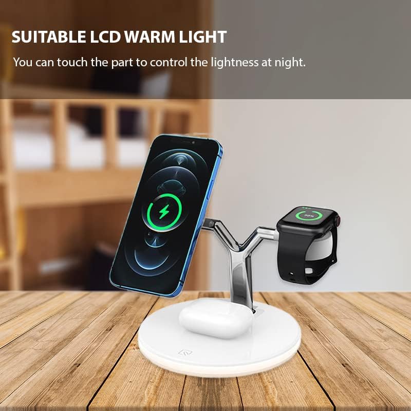3-in-1 Wireless Charging Station – Fast Charger for i Phone 14/13/12/11 Pro Max, Apple Watch Series 8/7/6/5/4/SE, and Air Pods Pro 3/2 – Sleek White Design with Adapter for Ultimate Compatibility and Speed