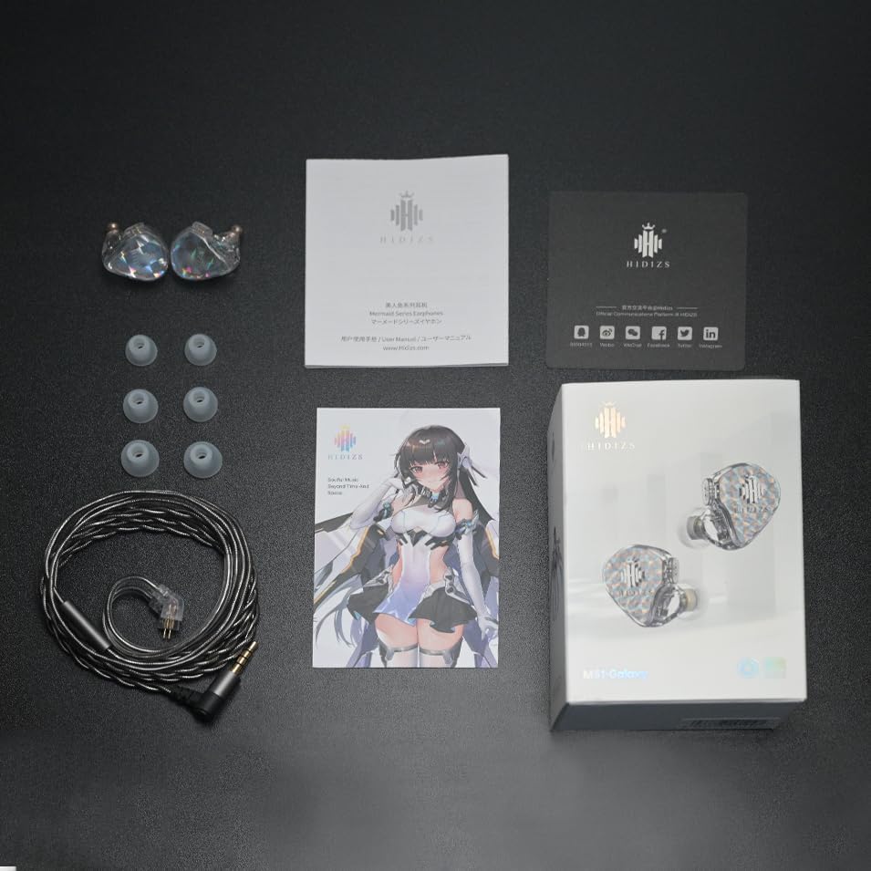 MS1-Galaxy High-Performance Gaming Earbuds with Dual Magnetic Drivers – Wired In-Ear Monitors Featuring 3.5 mm Compatibility, Inline Control, and Durable 0.78 mm 2 Pin Cable – Transparent Design for Enhanced Aesthetics and Audio Clarity