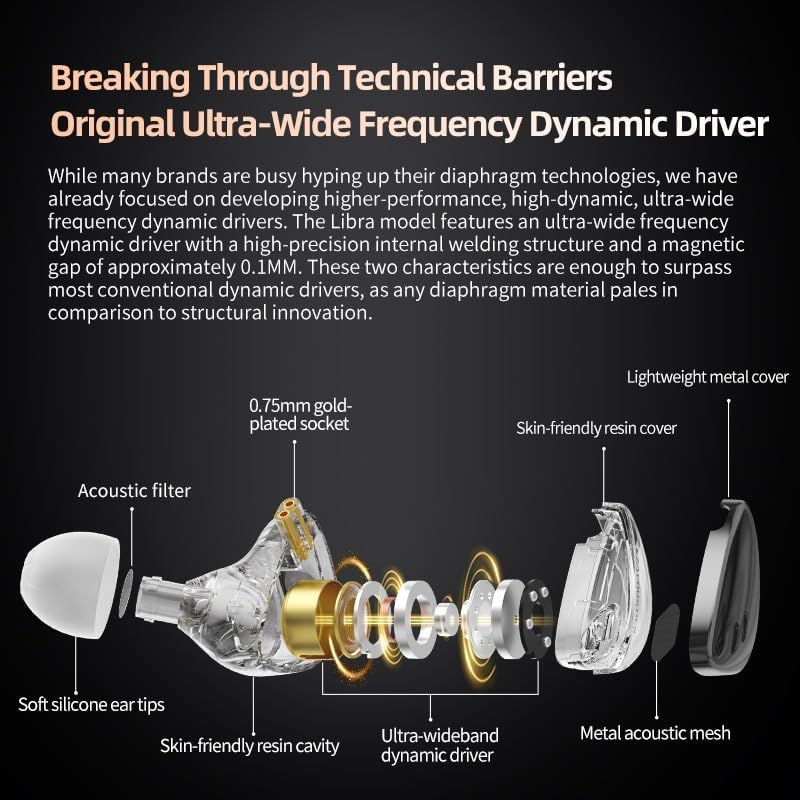 KZ X Angelears Libra Hi-Fi In-Ear Monitors – Ultra-Wide Frequency Dynamic Driver Earbuds with Customizable 0.75 mm Replaceable Cable – Experience Rich Bass and Crisp Highs for an Immersive Audio Journey – Ergonomically Crafted for Maximum Comfort and Extended Wear – Lightweight Design Perfect for Active Lifestyles – Elevate Your Audiophile Experience with Premium Sound Quality – Ideal Companion for Daily Commuting and Leisure – Discover Unmatched Style and Performance Fusion with KZ Libra IEMs – Perfect for Music Enthusiasts Seeking Superior Sound Fidelity