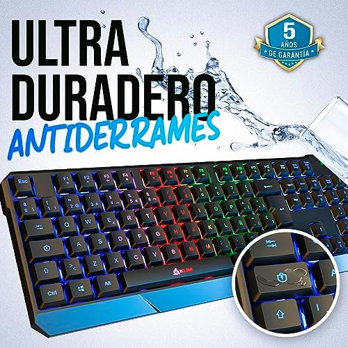 KLIM Chroma RGB Wireless Gaming Keyboard – Ultimate Performance with Long-Lasting Rechargeable Battery, Quick Typing & Water-Resistant Design for PC, PS5, PS4 & Mac – Elevate Your Gameplay with Stunning Backlighting & Enhanced Compatibility