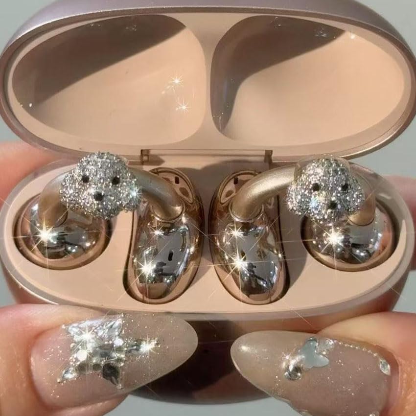 Elevate Your Earbuds with a Chic Silver Rhinestone Bow Clip-On Accessory – Customizable DIY Earbud Decor for Fashion-Forward Audio Enthusiasts – Perfect for Daily Use & Special Events