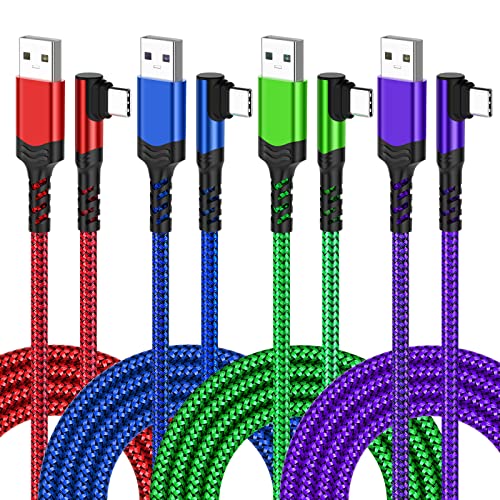 10 ft Right Angle USB C Cable 5-Pack – Fast Charging Nylon Braided Charger for Samsung Galaxy S25, S24, S23, A16, A15 & Google Pixel 9, 8 – Superior Durability and Comfort for Gaming and Daily Use – Enhanced Compatibility for All Type C Devices