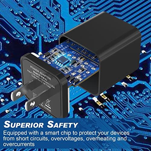 6 Pack Colorful Dual USB Wall Charger by i GENJUN – Fast Charging Cube Power Plug Adapter for i Phone, Samsung Galaxy, Google Pixel & Android Devices – Compact, Multi-Device Charging Solution with Built-In Safety Features – Enhance Your Charging Experience