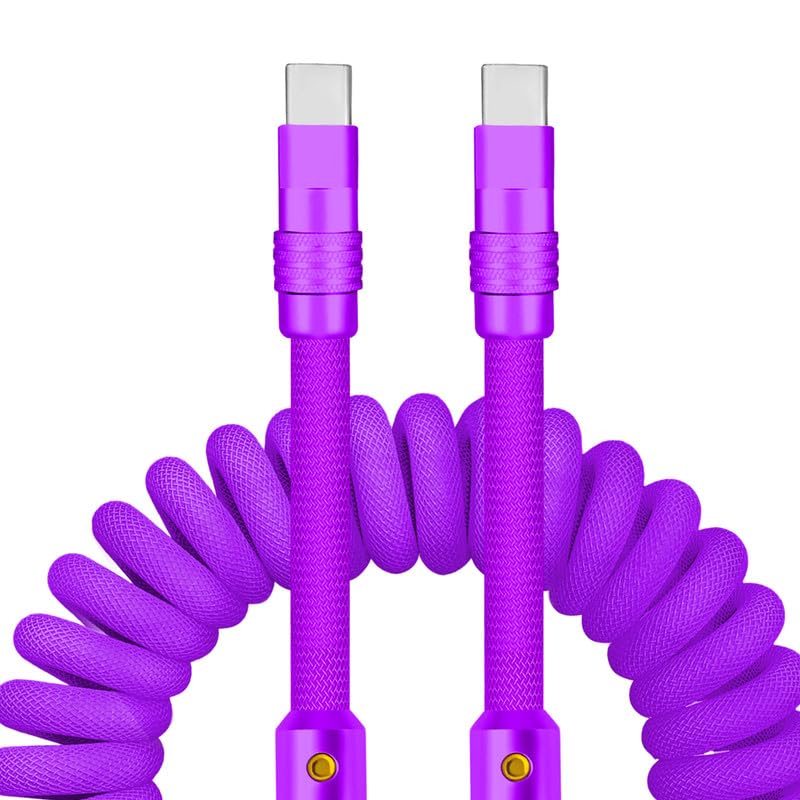 Experience Unmatched Charging Versatility with the Chubbycable Curly Chubby – 240 W High-Speed Retractable USB-C Cable, Extends 2.29 to 3.6 FT, Ideal for Car Play & Android Auto, Stylish Dark Blue and Green Coiled Design for Effortless Organization and Durability