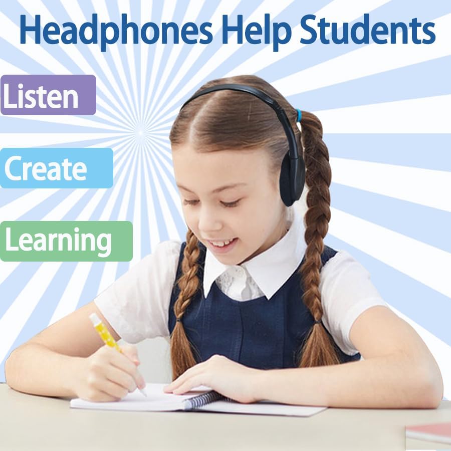 Bulk Classroom Headphones for Kids – Premium 25-Pack Wired On-Ear Headsets with Crystal Clear Sound, 3.5 mm Jack for Seamless Learning | Lightweight, Durable Design for Engaging Educational Experiences