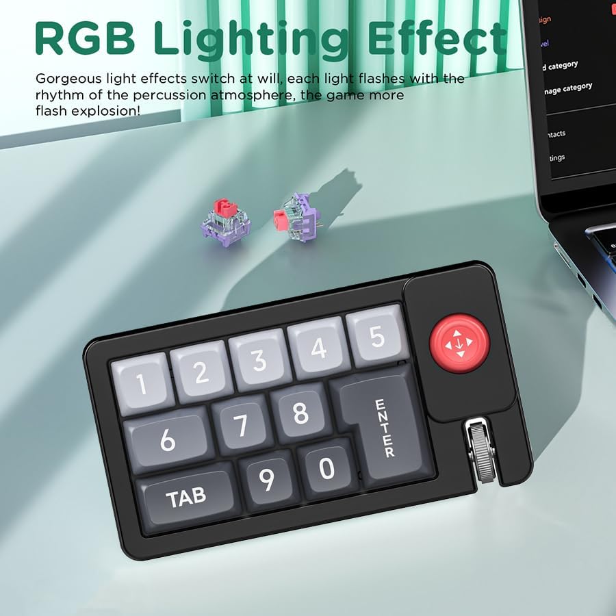 Compact Wired Mechanical Gaming Keyboard with Joystick – Hot-Swappable Keys, RGB Backlit Design for Office & Gaming, Enhanced Control & Customization by JOMAA – Perfect Blend of Performance and Style