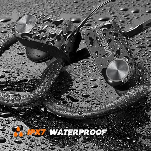 Advanced Waterproof Bluetooth Earbuds with Secure Ergonomic Ear Hooks – XBuds Over-Ear Headphones Engineered for Active Lifestyles – Immersive Deep Bass Audio, 15-Hour Battery Life, Integrated Microphone, IPX7 Water Resistance – Ultimate Comfort for Workouts and Outdoor Activities (Grey)