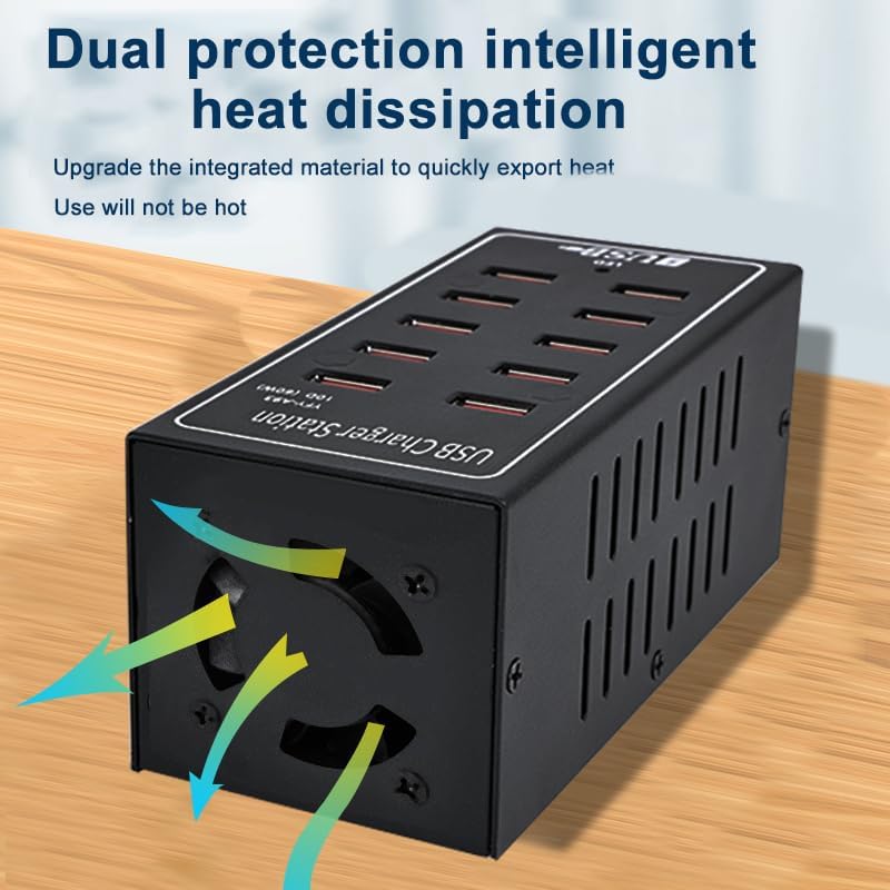 Ultimate 10-Port USB Charging Hub – Fast 60 W Power Delivery Multi-Port Charger for i Phone 13/14/15, Tablets & More – Intelligent Overcharge Protection for Home, Office, and Public Use – Sleek Desktop Accessory for Efficient Device Management