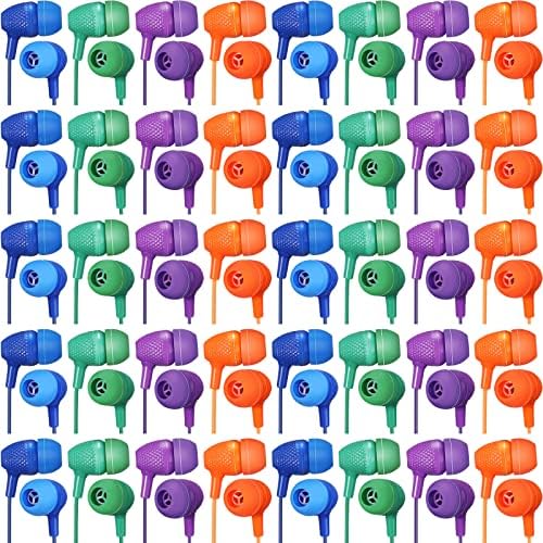 Macarrie 200 Pack Wired Earbuds – Vibrant Classroom & Office Headphones with 3.5 mm Compatibility – Individually Bagged for Hygiene & Seamless Distribution – Lightweight & Durable Design for All-Day Comfort – Ideal for Lectures, Music Listening, and Conference Calls