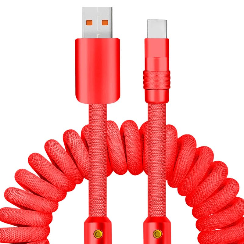 Experience Unmatched Charging Versatility with the Chubbycable Curly Chubby – 240 W High-Speed Retractable USB-C Cable, Extends 2.29 to 3.6 FT, Ideal for Car Play & Android Auto, Stylish Dark Blue and Green Coiled Design for Effortless Organization and Durability