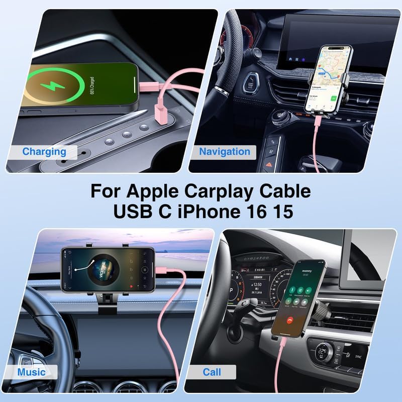 High-Power USB C Car Charger for i Phone 16 & 15 Series – 40 W Dual Port Fast Charging Adapter with 3 FT USB-C to C & A to C Cables – Versatile Compatibility for i Pad, Samsung, and More – Compact Design for On-the-Go Convenience and Enhanced Safety Features