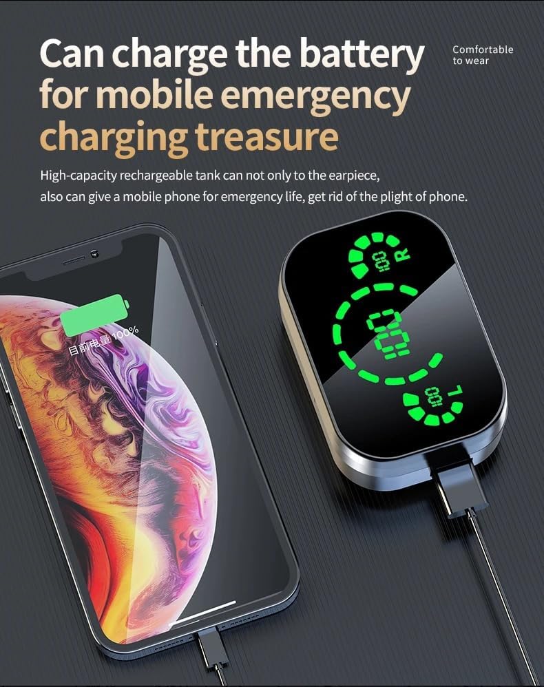 Ultimate Bluetooth 5.3 True Wireless Earbuds with Smart Touch Control & Fast Charging Case – Stylish Black Mini Design Featuring Green LED Mirrored Screen for Enhanced Portability, Superior Sound Quality, and Seamless Connectivity