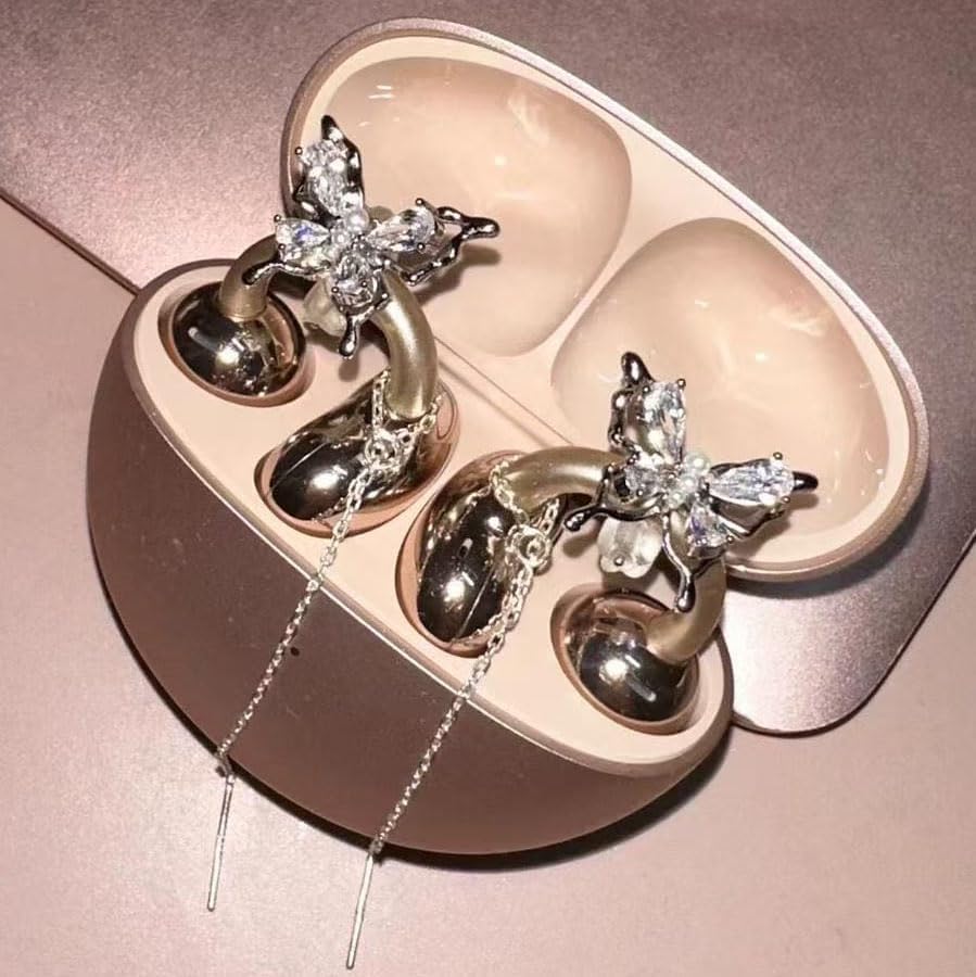 Elevate Your Earbuds with a Chic Silver Rhinestone Bow Clip-On Accessory – Customizable DIY Earbud Decor for Fashion-Forward Audio Enthusiasts – Perfect for Daily Use & Special Events