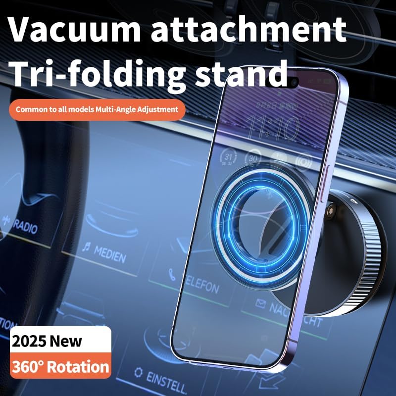 Ultimate 360° Magnetic Car Phone Holder – Heavy-Duty Suction Cup Mount for Effortless Navigation and Hands-Free Calls – Engineered with Durable Zinc Alloy for Maximum Stability and Compatibility – No-Damage Installation for the Modern Driver – Unleash Your Driving Potential with Enhanced Viewing Flexibility and Robust Security