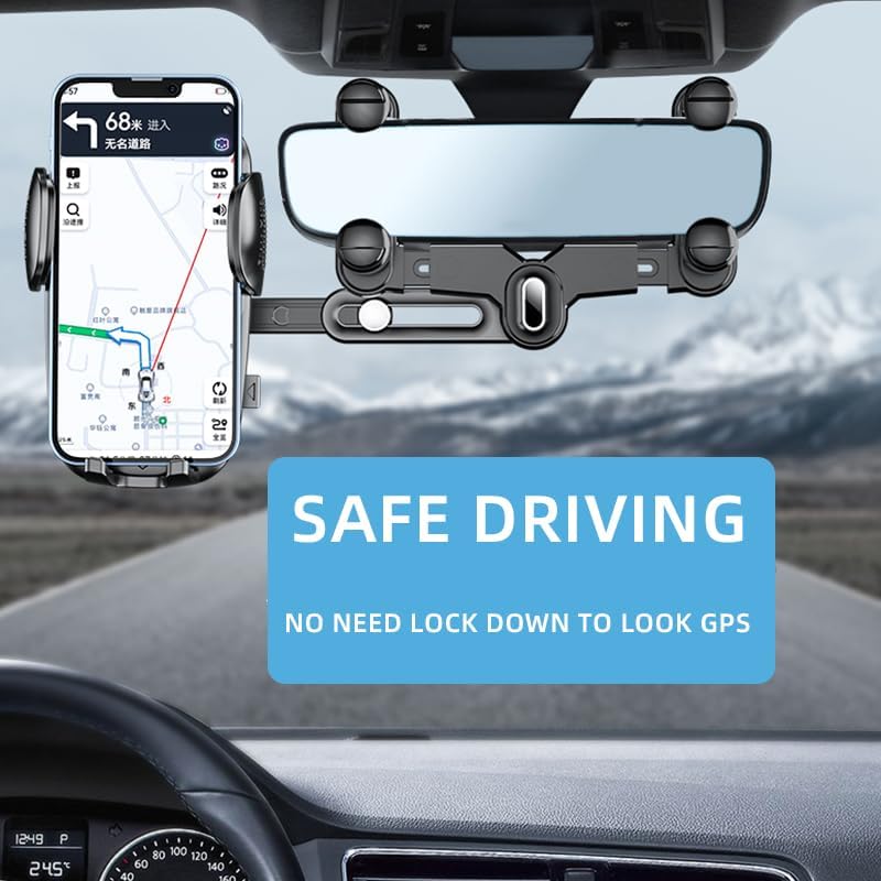 Revolutionize Your Driving Experience with Our Premium Mag Safe Car Mount – Secure Rear View Mirror Phone Holder for i Phone 16/15/14/13/12 Series & All Mag Safe Devices – Effortless Installation, Adjustable Viewing Angles, and Superior Magnetic Grip for Ultimate Safety and Convenience