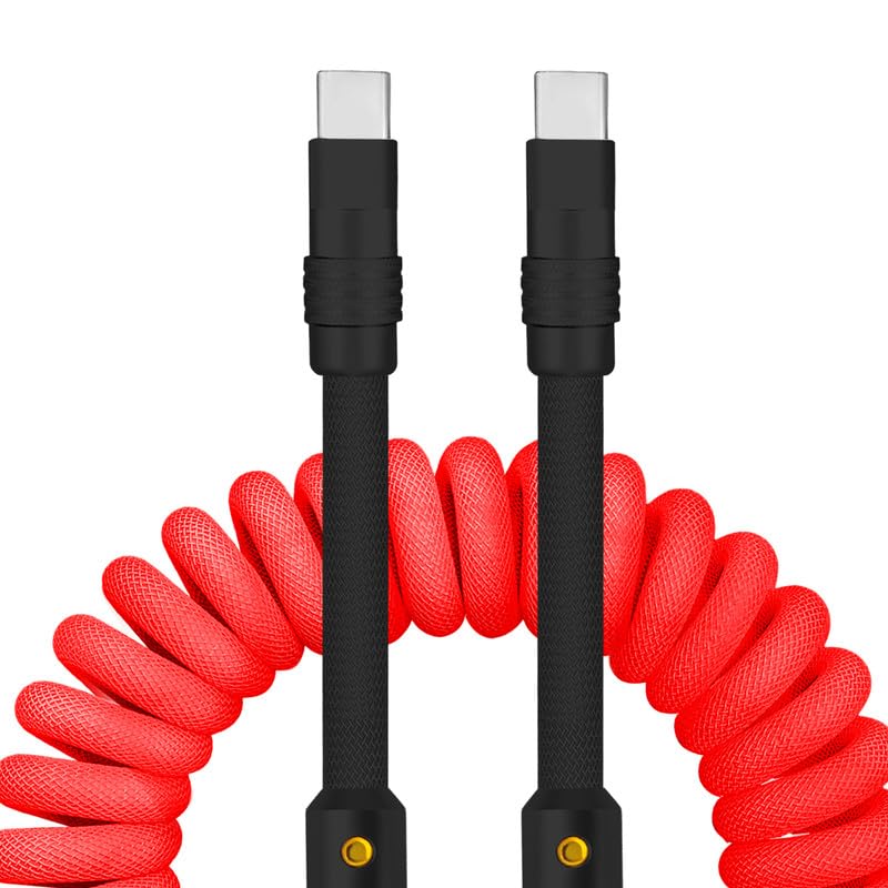 Experience Unmatched Charging Versatility with the Chubbycable Curly Chubby – 240 W High-Speed Retractable USB-C Cable, Extends 2.29 to 3.6 FT, Ideal for Car Play & Android Auto, Stylish Dark Blue and Green Coiled Design for Effortless Organization and Durability