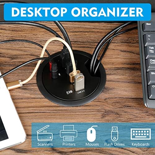 Streamline Your Workspace with the WDX Desk-Fit 4 Port USB 3.0 Hub – Compact 3.14″ Diameter Design with 5 Gbps Data Transfer, 3.5 mm Audio Mic Jack, and BC 1.2 USB Charger for i Phone & Smartphones – Ultimate Connectivity Solution for Professionals and Tech Enthusiasts