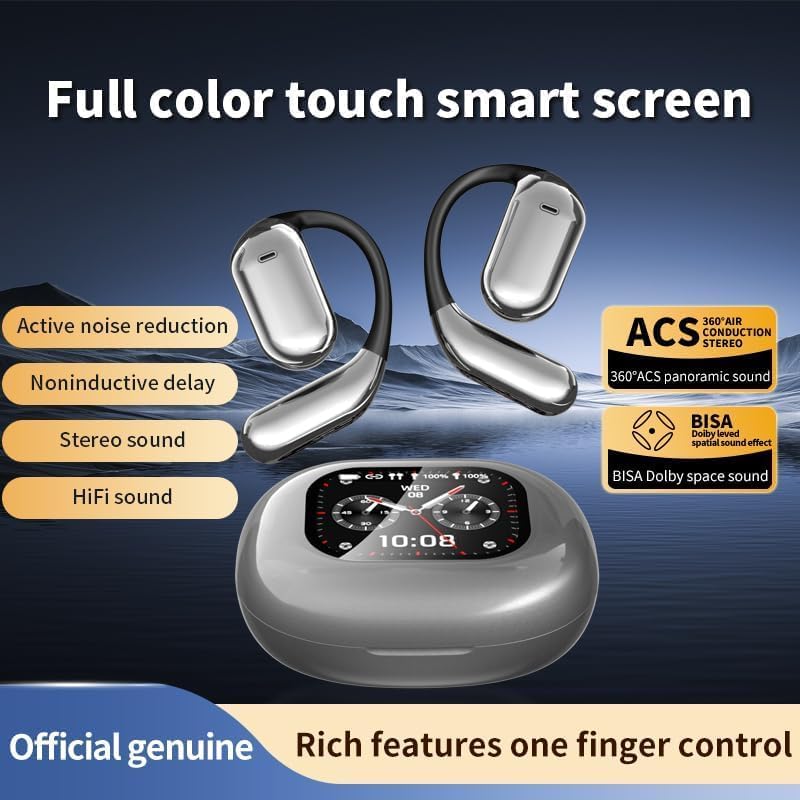 Next-Gen Bluetooth 5.4 Open Ear Earbuds with Advanced Bone Conduction Technology – Touch Screen Control for Effortless Use, IPX7 Waterproof for Ultimate Durability, and Ergonomic Design for Maximum Comfort – Ideal for Fitness, Running, Cycling, and Outdoor Exploration – Stay Aware, Stay Active!