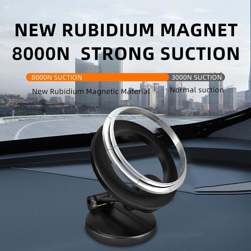 Premium Metal Rotatable Car Phone Mount – Ultimate 360-Degree Adjustable Holder for Secure Smartphone Navigation | Compact & Foldable Design for Effortless Storage | Essential Car Accessory Enhancing Safety and Driving Comfort | Compatible with i Phone & Android Devices | Durable Magnetic Grip for Unmatched Stability