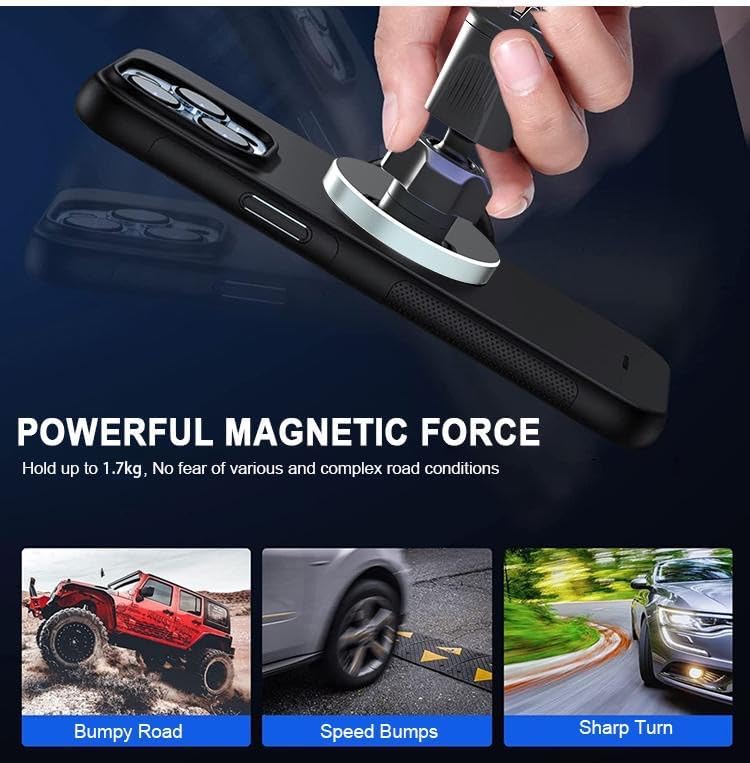 Universal Magnetic Car Vent Phone Holder by Phone Skope – 15 W Qi Fast Wireless Charging, 360° Adjustable Viewing Angle, Robust Magnetic Grip, Case-Compatible Design for Effortless Safe Driving and Hands-Free Navigation