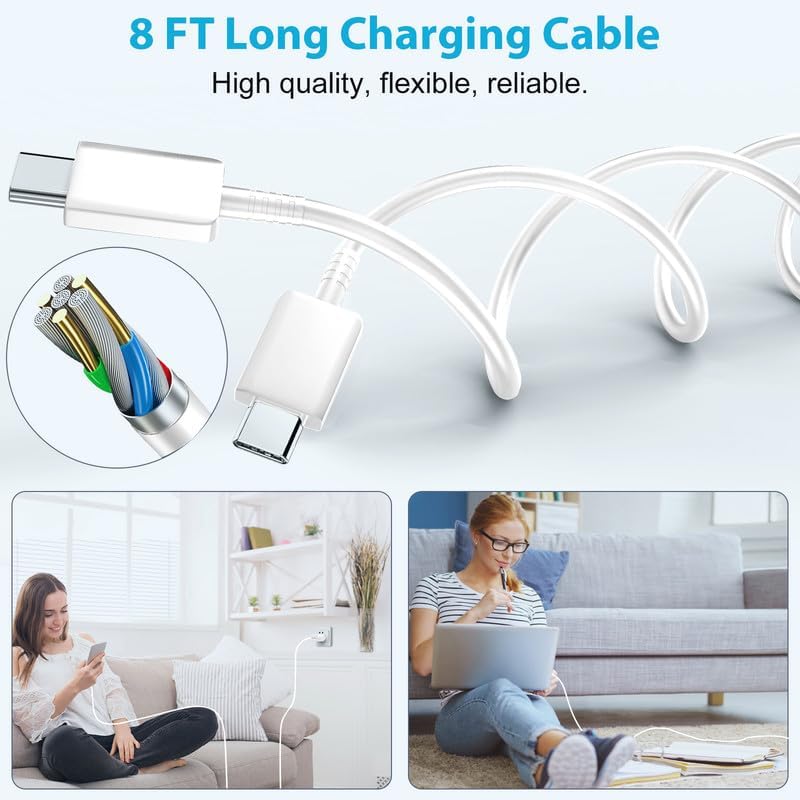 Experience Rapid Charging with Auorld 25 W Super Fast USB-C Charger & 10 FT Type-C Cable for Samsung Galaxy Devices – Ultimate Compatibility for S24, S23, S22, S21, S20, Note10, and Note20 – Portable, Durable, and Safe Power Solution for On-the-Go Use