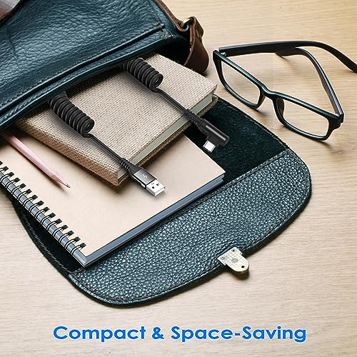 Transform Your Charging Routine with the Versatile Coiled USB C Cable – 10 ft Right Angle Design for Enhanced Accessibility, Optimized for i Phone 15/16 & Samsung Galaxy S20-S25, Fast Charging Efficiency, Retractable Convenience for Seamless Storage & Travel Solutions