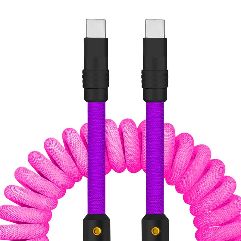 Experience Unmatched Charging Versatility with the Chubbycable Curly Chubby – 240 W High-Speed Retractable USB-C Cable, Extends 2.29 to 3.6 FT, Ideal for Car Play & Android Auto, Stylish Dark Blue and Green Coiled Design for Effortless Organization and Durability