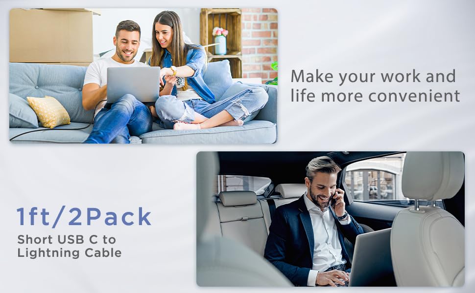 6 FT USB C to Lightning Charging Cable 2 Pack – MFi Certified Braided Fast Charger for i Phone 14/13/12 Series and i Pad – Durable, High-Speed Data Transfer and Enhanced Compatibility for All Apple Devices