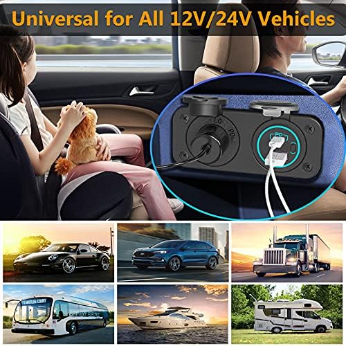 Ultimate 12 V Cigarette Lighter Socket – Advanced Quick Charge 3.0 & PD 3.0 USB Power Outlet with Waterproof Design, Effortless Button Control for Cars, Motorcycles, Boats, RVs, Golf Carts – Unmatched Speed and Versatility for All Your Charging Needs