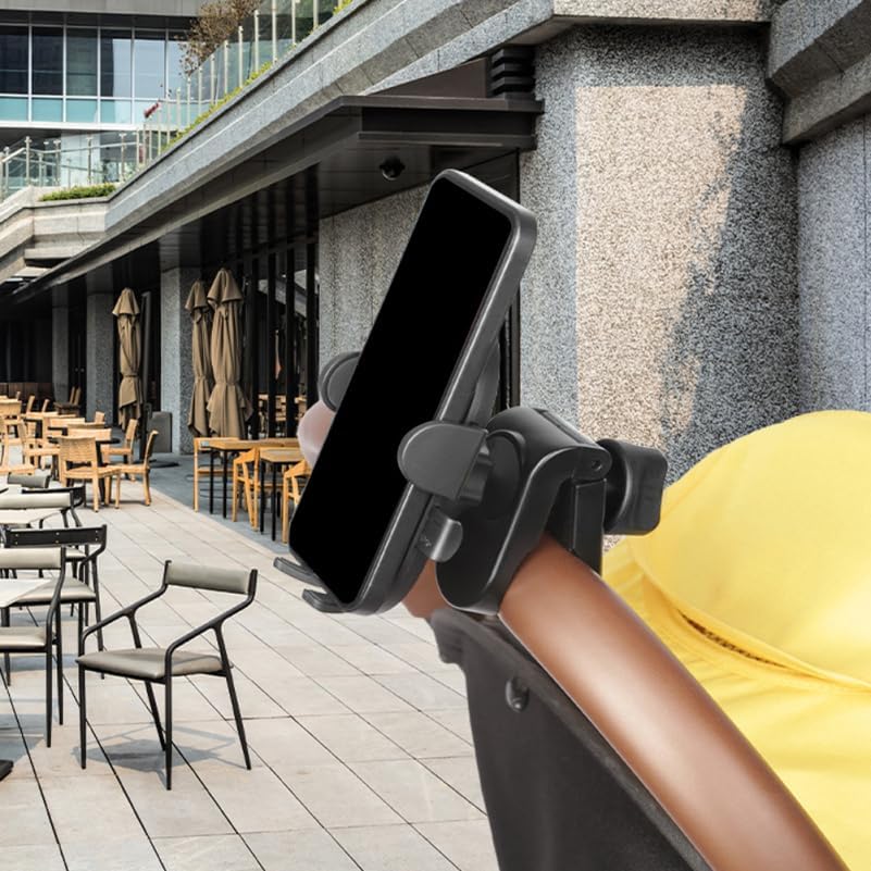 Premium Wear-Resistant Stroller and Bike Phone Mount – Versatile Trolley Holder for Secure Device Accessibility and Optimal Viewing in Sleek Black – Perfect for Active Lifestyles and Effortless Hands-Free Navigation