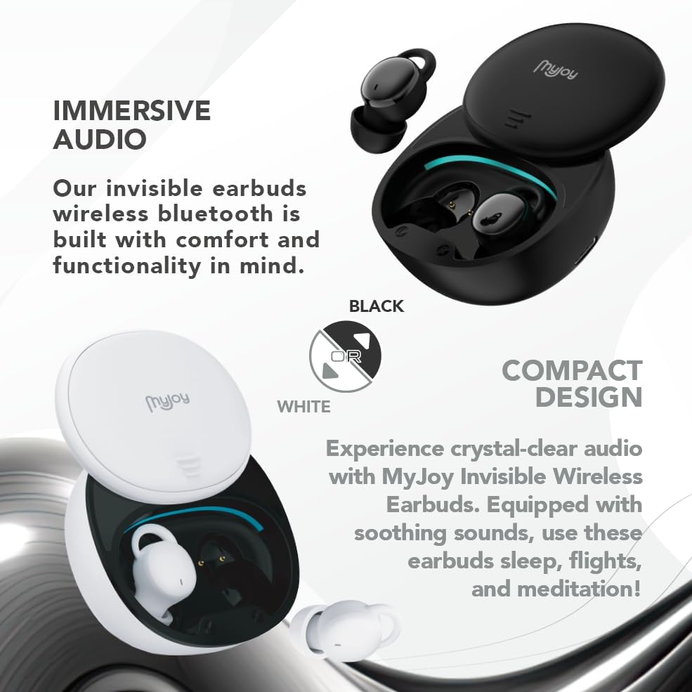 Discover Unmatched Comfort with My Joy Invisible Bluetooth Sleep Earbuds – Wireless Freedom for Meditation, Travel, and Restful Nights – Sleek Black Design – Perfectly Engineered for All-Night Wear, Effortless Connectivity, and Enhanced Device Compatibility – Enjoy Premium Sound Quality and Long Battery Life for Continuous Audio Bliss – Ideal for Mindfulness Practices and Sleep Deprivation Relief – Lightweight and Discreet for Seamless Use – Durable Construction Ensures Everyday Reliability – Transform Your Relaxation Experience with Innovative Noise-Isolating Technology.