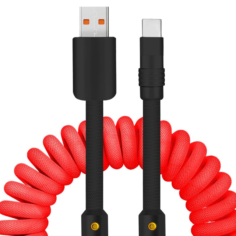 Experience Unmatched Charging Versatility with the Chubbycable Curly Chubby – 240 W High-Speed Retractable USB-C Cable, Extends 2.29 to 3.6 FT, Ideal for Car Play & Android Auto, Stylish Dark Blue and Green Coiled Design for Effortless Organization and Durability