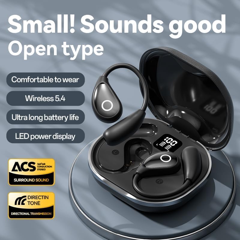 Open Ear Wireless Bluetooth Earbuds for Active Lifestyles – Advanced Air Conduction Technology, Superior Sweat Resistance, and Long-Lasting Battery in LED Charging Case – Ideal for Running, Safe Driving, and Daily Fitness Use