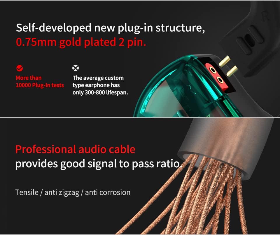 KZ AS10 Professional In-Ear Monitors with 5 Balanced Armature Drivers – Premium Noise Cancelling Headphones for Musicians, Singers, and Audio Lovers – Detachable 2 Pin Cable for Enhanced Durability – Stylish Cyan Design for Comfort and Performance