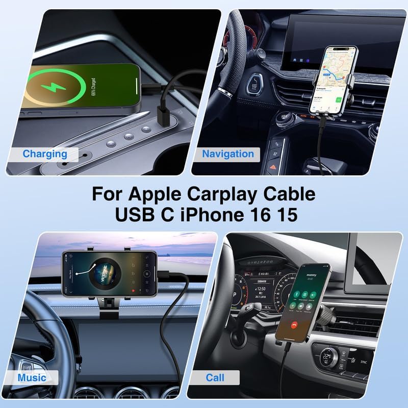 High-Power USB C Car Charger for i Phone 16 & 15 Series – 40 W Dual Port Fast Charging Adapter with 3 FT USB-C to C & A to C Cables – Versatile Compatibility for i Pad, Samsung, and More – Compact Design for On-the-Go Convenience and Enhanced Safety Features