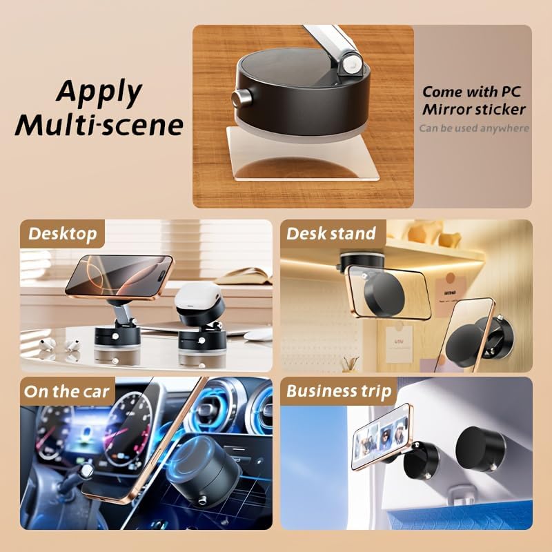 360° Adjustable Vacuum Magnetic Suction Cup Phone Mount Car Navigation Holder Portable Foldable Black – Enhanced Compatibility and Speed