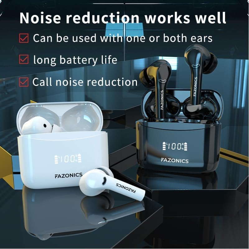 Elevate Your Sound Experience with Quickpods Z80 True Wireless Earbuds – Bluetooth 5.3, ANC & ENC Technology, 36 Hours Playback, IPX5 Waterproof, USB-C Charging Case – Compatible with i Phone & Android (White) – Unmatched Clarity and Comfort for Every Lifestyle