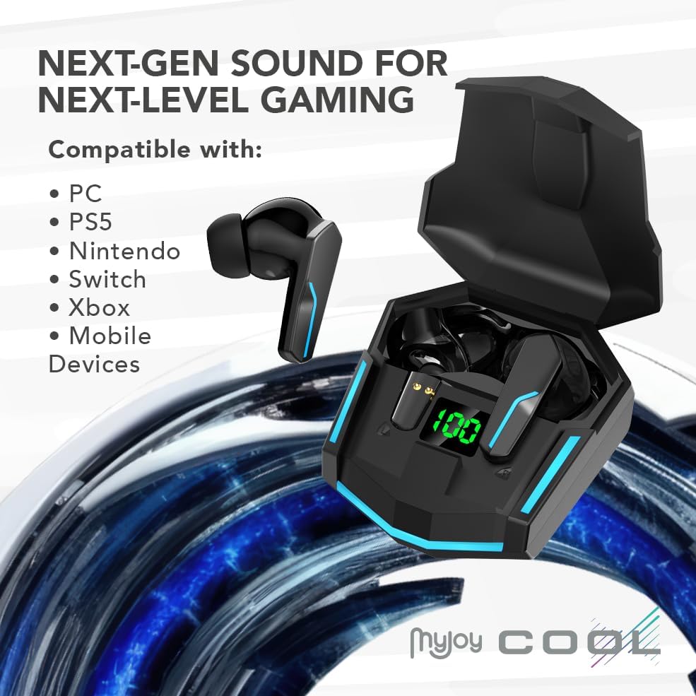 Revolutionize Your Gaming with My Joy Cool Wireless Earbuds – Premium Bluetooth Earphones Featuring Advanced Active Noise Cancelling, Ergonomic Comfort for Long Sessions, Enhanced Sound Quality, and Unmatched Battery Life in Sleek Black Design for Gamers Seeking the Ultimate Audio Experience