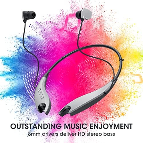 YOSDOM Waterproof Neckband Bluetooth Headphones – 24+ Hour Playtime, Shark Jaw Design for Secure Fit, Noise Isolation & Built-in Mic, Enhanced Compatibility for Active Lifestyles, IPX7 Rated for Gym & Outdoor Use, Call Vibration Alerts for Unmissable Connectivity