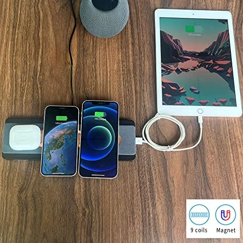 9-Coil Aluminum Alloy Fast Wireless Charger Pad (X9-Suede) – Premium Quality, Enhanced Efficiency for Qi-Compatible Devices