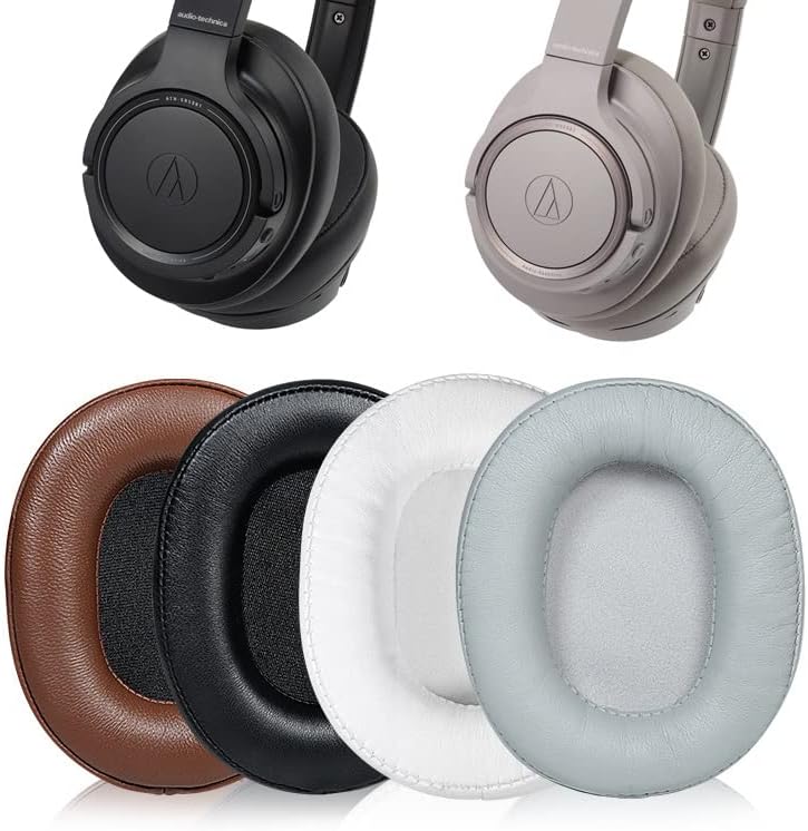Premium Replacement Earpads for Audio-Technica ATH-SR50 BT Headphones – Luxurious Protein Leather Cushions for Enhanced Comfort and Sound Quality – Quick Installation and Durable Design in Classic Black with Buckle