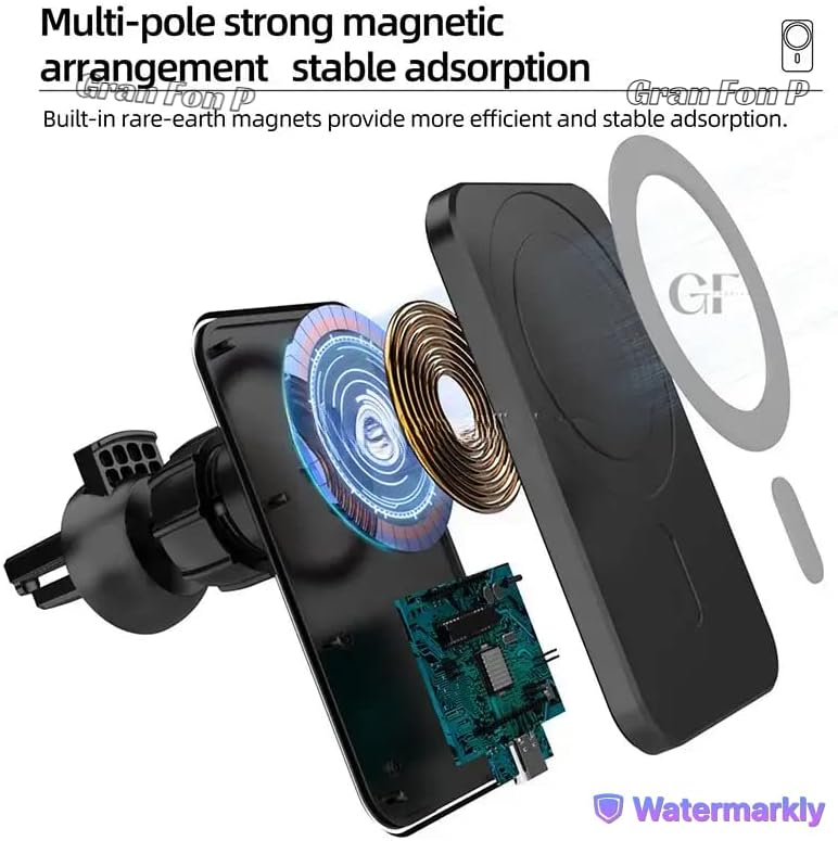 Ultimate Magnetic Wireless Car Charger – 15 W Mag Safe Fast Charging Mount with 360° Adjustable Magnet for i Phone 17/16/15/14 Pro Max Plus Mini – Effortless Power on the Go with Enhanced Compatibility and Secure Hold for Mag Safe Cases