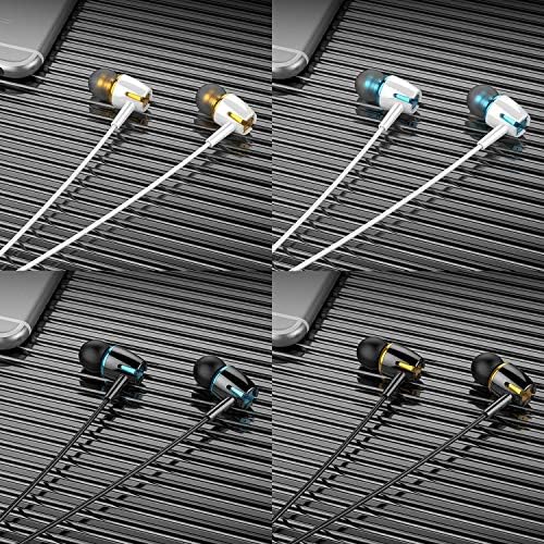 YNR 4-Pack Wired Earbuds with Integrated Microphone & Volume Control – Noise-Isolating In-Ear Headphones for i Phone, i Pad, Samsung & Google Devices (Black & White) – Perfect for School, Work, and Leisure Activities