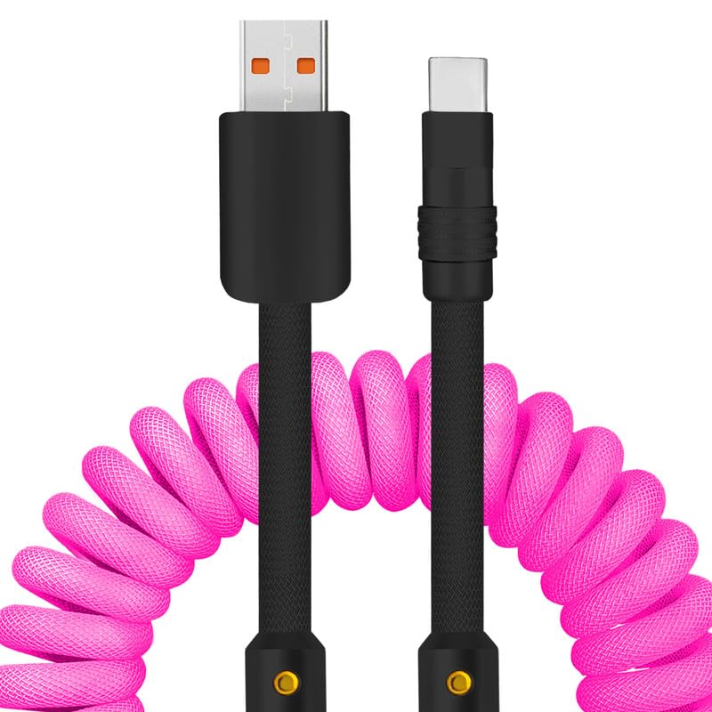 Experience Unmatched Charging Versatility with the Chubbycable Curly Chubby – 240 W High-Speed Retractable USB-C Cable, Extends 2.29 to 3.6 FT, Ideal for Car Play & Android Auto, Stylish Dark Blue and Green Coiled Design for Effortless Organization and Durability