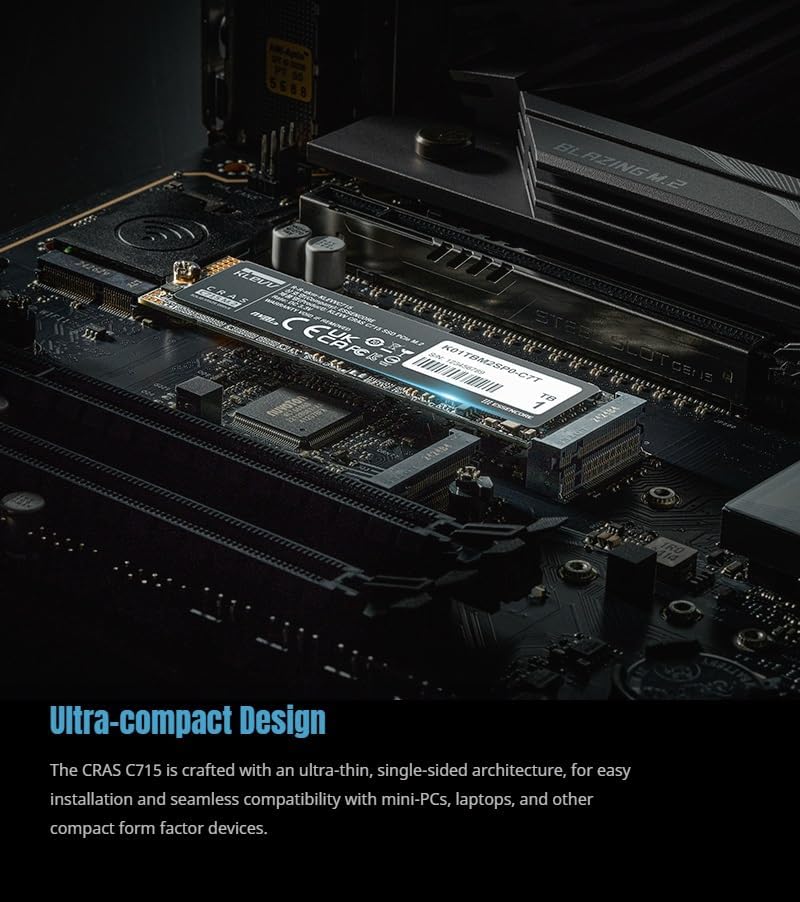 Unleash Lightning-Fast Performance with KLEVV CRAS C910 1 TB NVMe SSD – M.2 2280 Internal Drive with Heatsink for Laptops & Desktops – Experience Up to 5000 MB/s Speeds, Ideal for Gamers and Creators – PCIe Gen4 x4 Enhanced Compatibility & Reliability