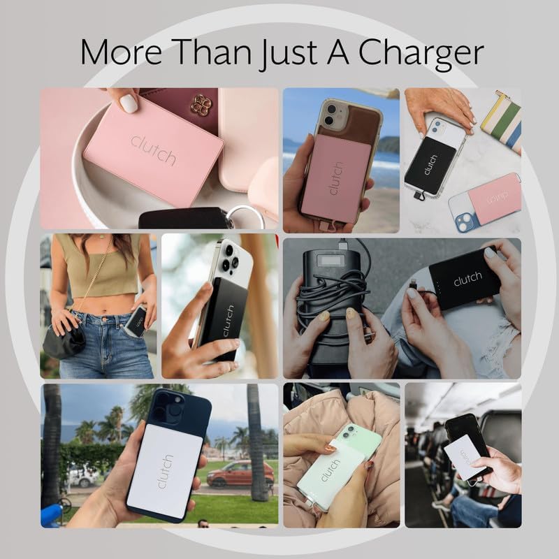 Lightweight Clutch Pro 5000 m Ah Portable i Phone Charger – TSA Approved Magnetic Power Bank for Travel – Built-in Lightning Cable – Perfectly Compatible with i Phone 14 & Earlier Models – Secure, Hassle-Free Charging at Just 3.7 oz – Elevate Your Travel Experience with Reliable Power Solutions